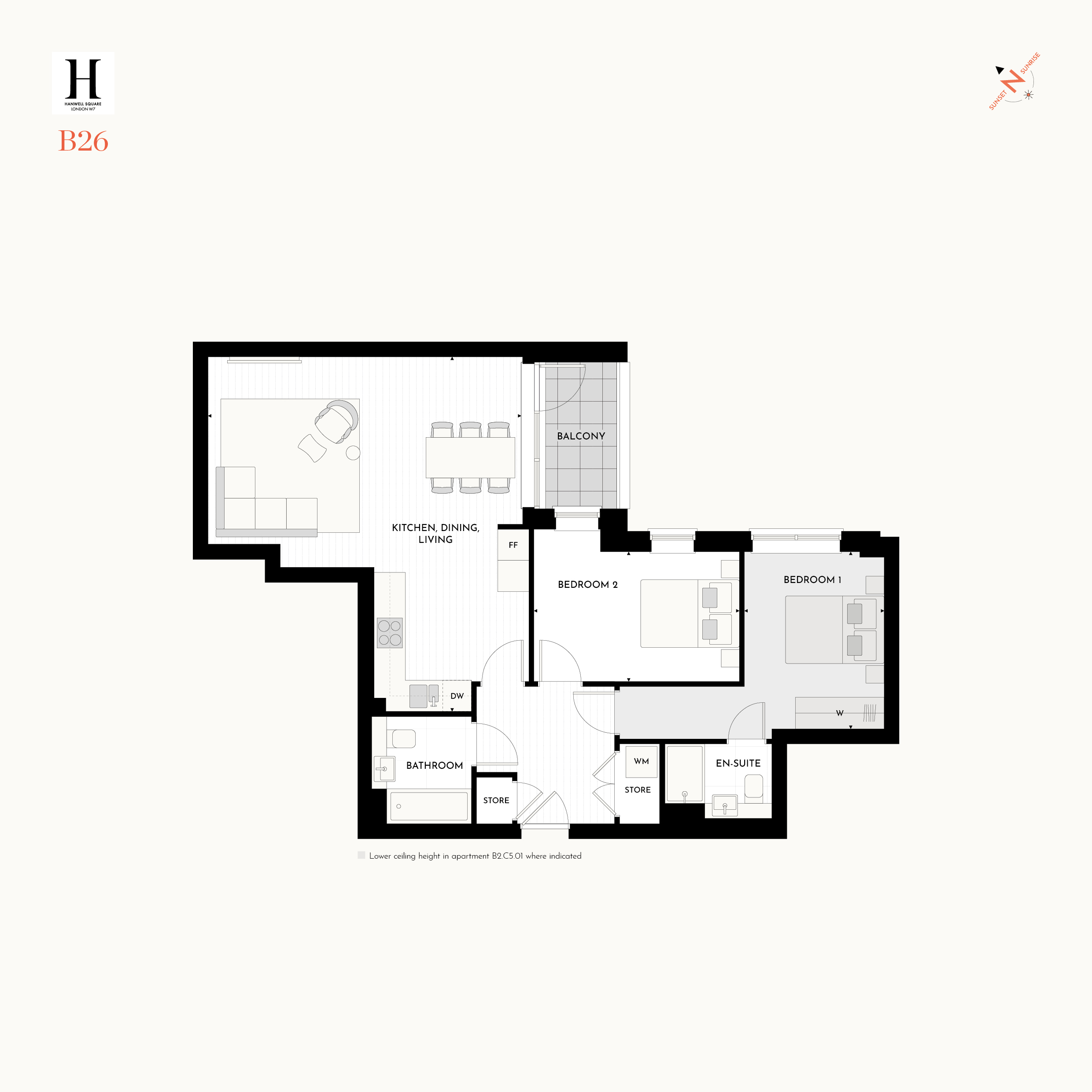 Floorplan for B.C1.01 at Hanwell Square, First